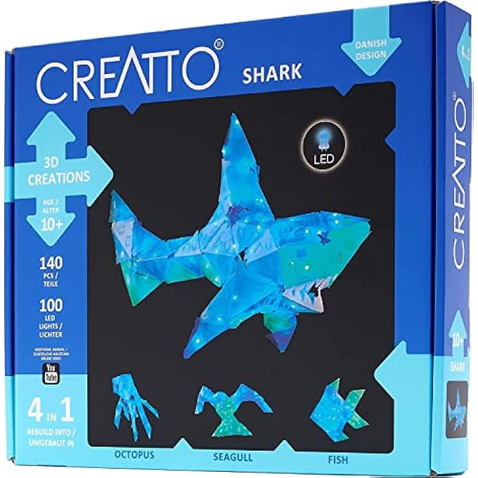 SHIMMER SHARK & OCEAN PALS - CREATTO - VERSATILE BUILDING SYSTEM - 3D LIGHT UP MODEL FOR KIDS, AGES 8+ - 03522 - Image 1